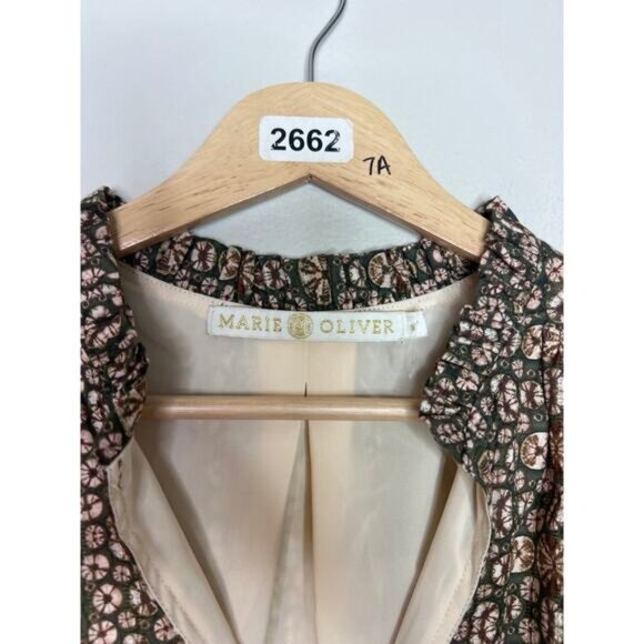 NEW Marie Oliver Ruched Drawstring Waist Split Neck Flared Sleeves Top Sz: Small - Picture 4 of 7